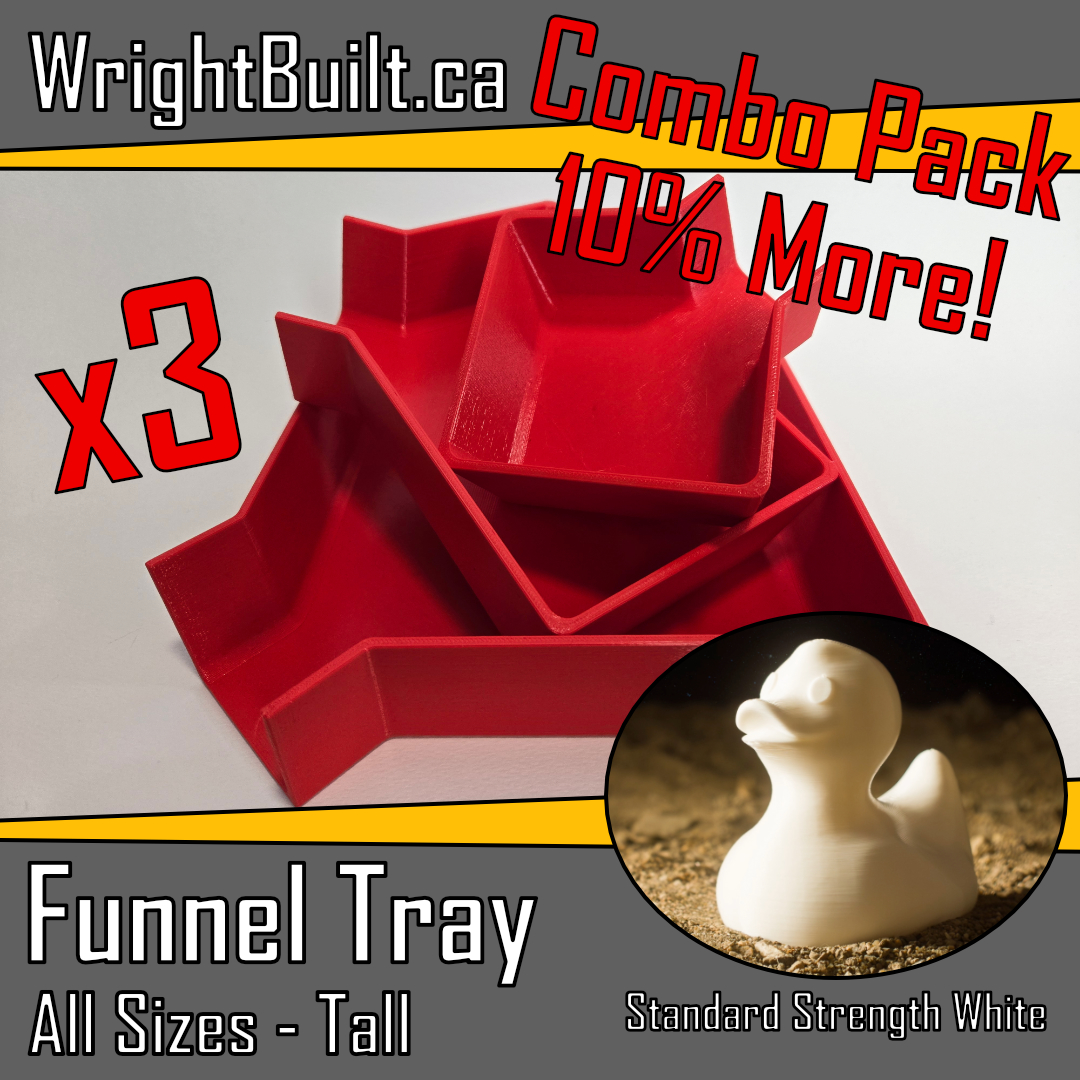 Funnel Tray - All Sizes (1ea: S/M/L) & Tall - Standard Strength White Plastic - Sorting & Organizing Tool - 3 Pack